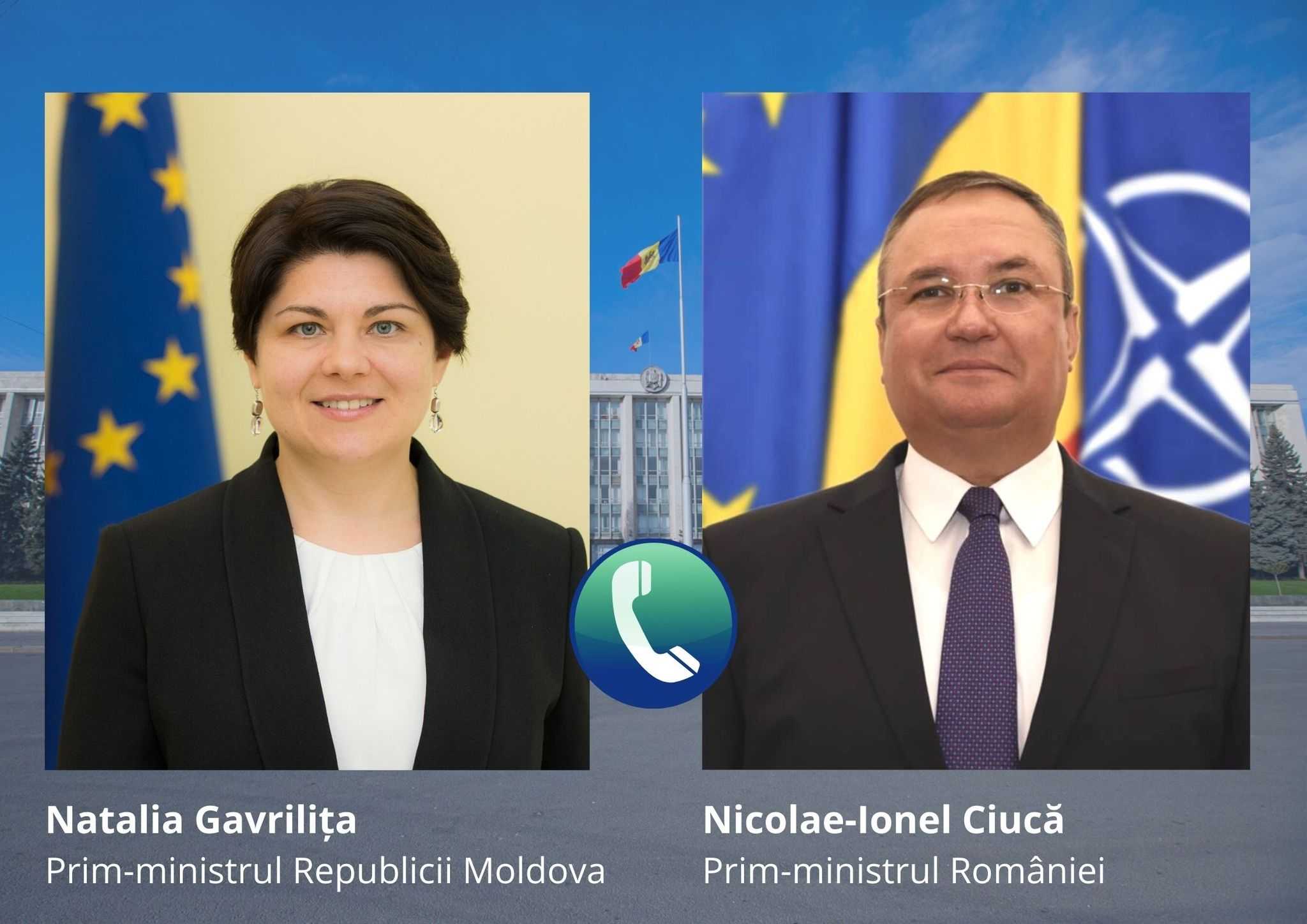 Prim-ministrul Natalia Gavrilița a avut o discuție telefonică cu Nicolae-Ionel Ciucă, premierul României