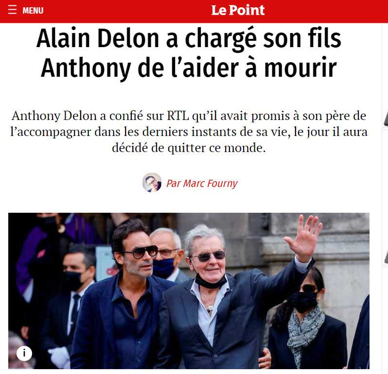 Alain Delon ar vrea să recurgă la eutanasiere