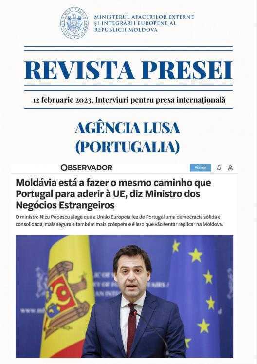 Nicu Popescu a acordat un interviu pentru publicația portugheză „Agência Lusa”