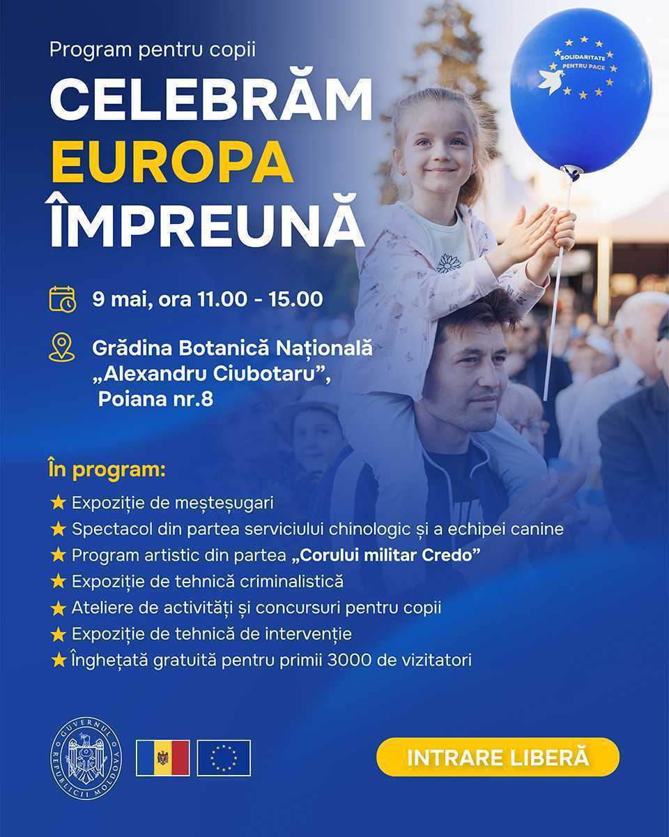 Guvernul Republicii Moldova invită la programul „Celebrăm Europa împreună”
