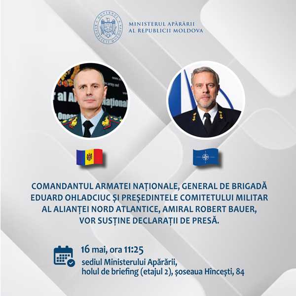 Președintele Comitetului Militar NATO - vizită oficială în Republica Moldova