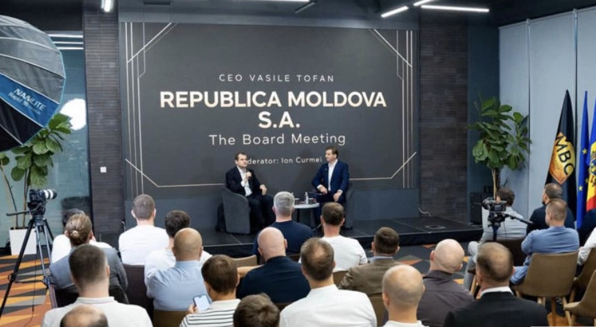 „Republica Moldova S.A.”, mesajul afișat la un eveniment cu premierul Tofan stârnește controverse